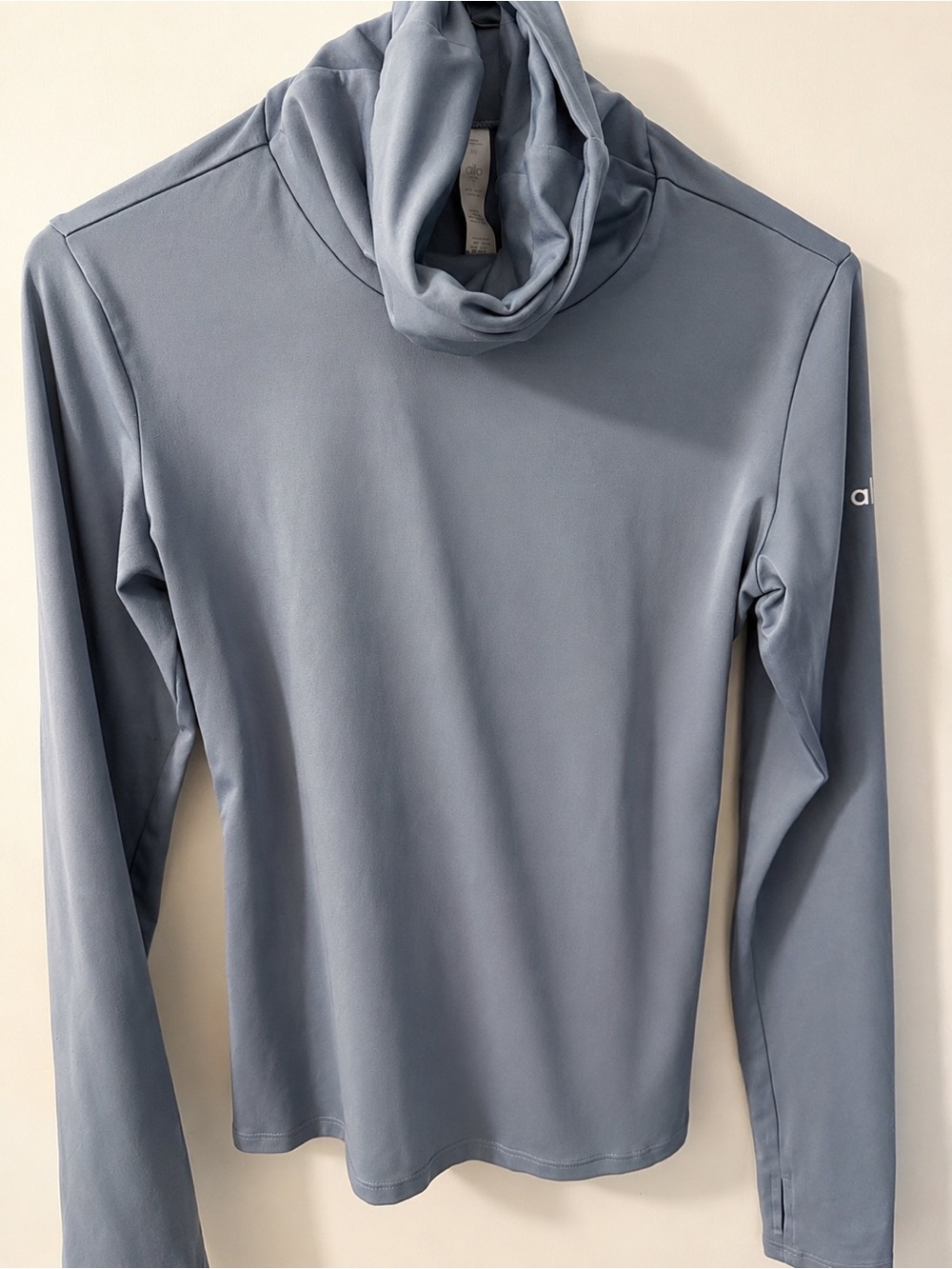 ALO Yoga Women's Slate Blue Turtleneck Long-Sleeve Top